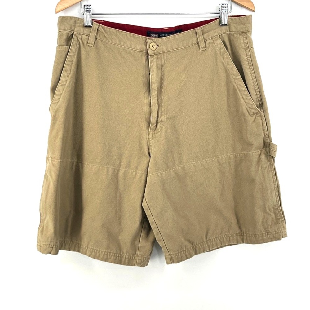 VTG Faded Glory Carpenter Shorts 36 Grunge Y2K Khaki Canvas Gorpcore Workwear